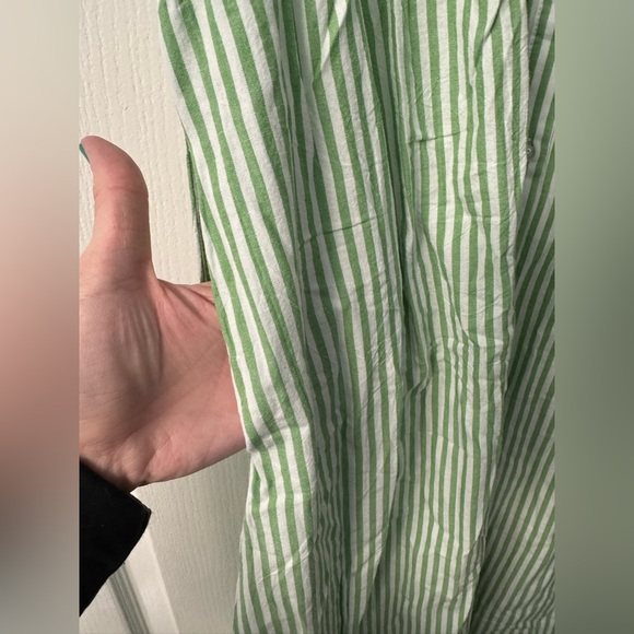 ebossy Boho Striped Button Up Side Slit Mid Long Cotton Shirt Dress with Pockets - Picture 7 of 16